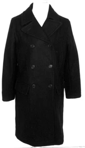 J. CREW BLACK WOOL DOUBLE BREASTED COAT LARGE - Picture 1 of 6