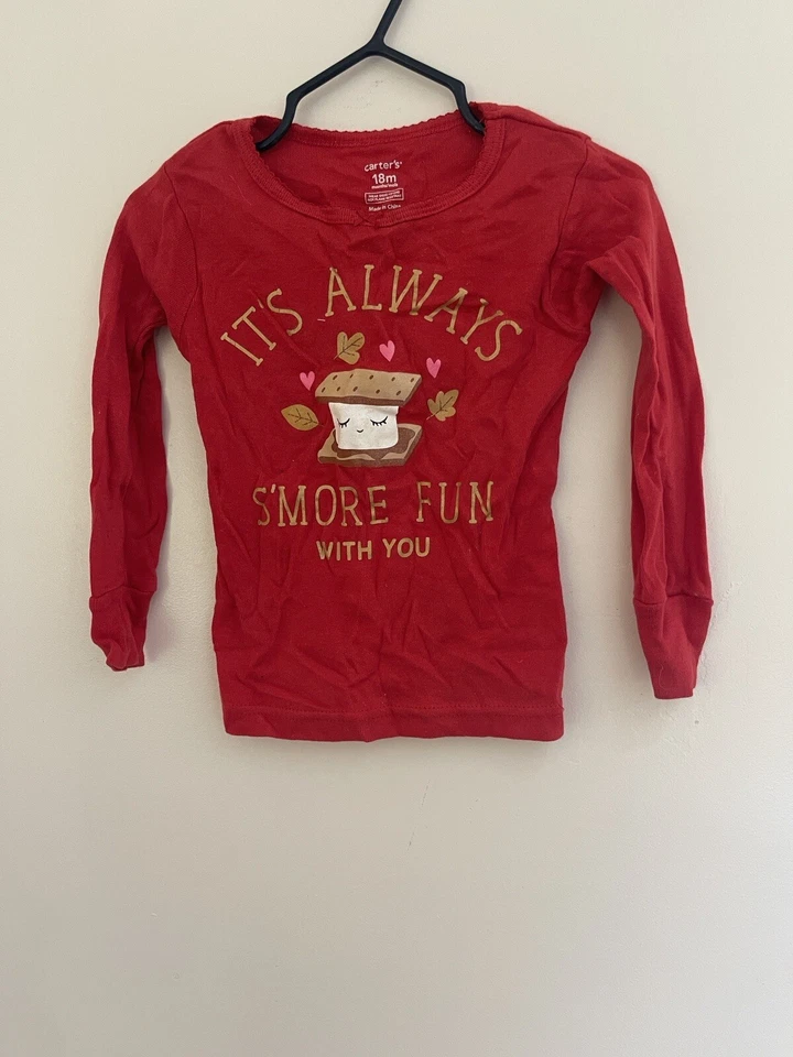 Carter’s Bebé Niñas Lindo Brillo S’more 100% Algodón Manga Larga PJ Top Rojo 18 M Foto 1 de 4