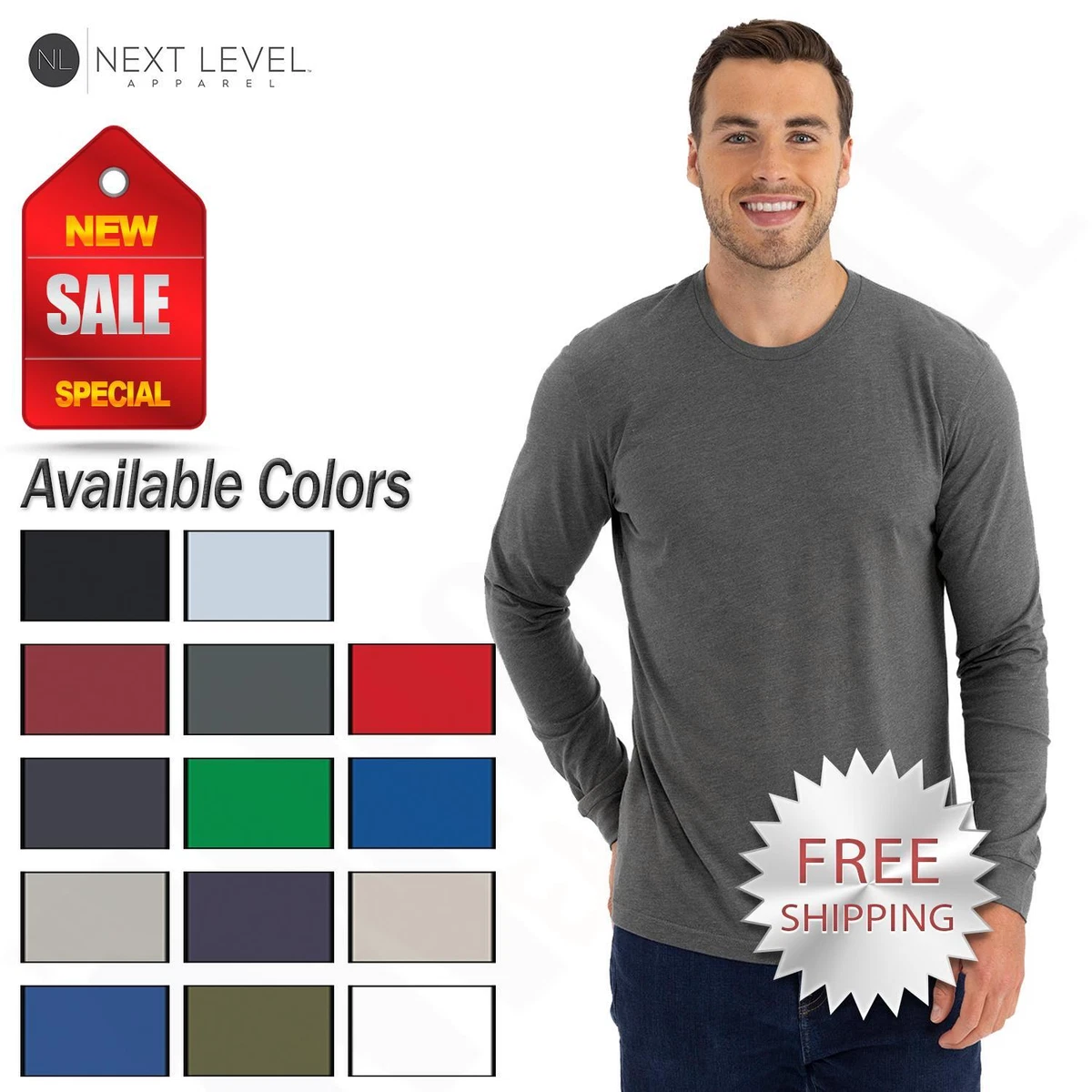 Next Level Long Sleeve Shirts for Men for sale | eBay