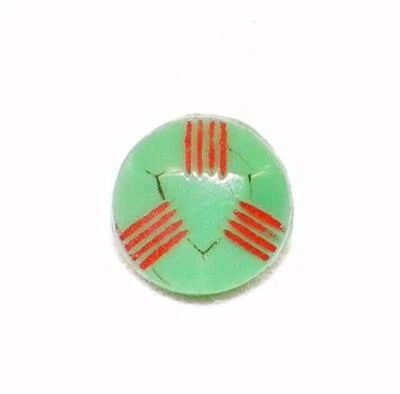 Green Glass Button Red Lines Czech Diminutive Dimi Self Shank Antique #34 - Image 1 of 3