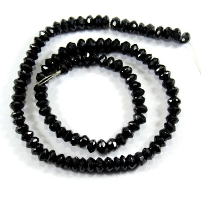 Cuentas facetadas de espinela negra Briolette 13 pulgadas joyas de piedras preciosas sueltas naturales   Foto 1 de 2