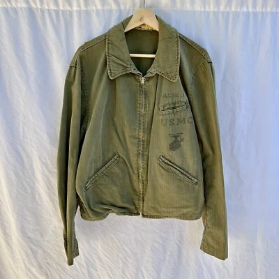 WWII USMC Marine Corps Customized HBT Tanker Jacket Stenciled - Image 1 of 4