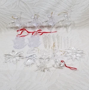VTG CHRISTMAS ORNAMENTS LOT 26 CLEAR ACRYLIC PLASTIC BABY JESUS BALLERINA ICICLE - Picture 1 of 23