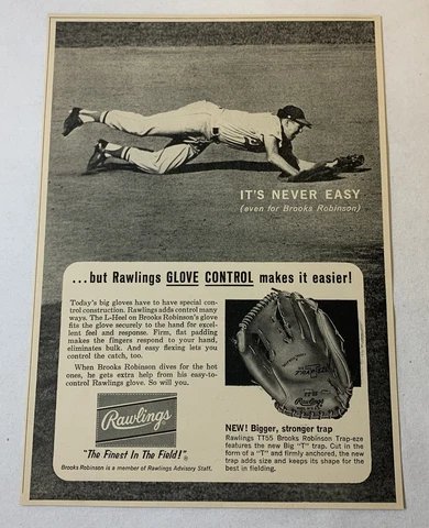 1963 Rawlings baseball glove ad ~ BROOKS ROBINSON Cover