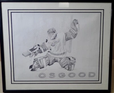 CHRIS OSGOOD DETROIT RED WINGS GOALIE Art Drawing Print w/ Stand-Up Frame - Image 1 of 4