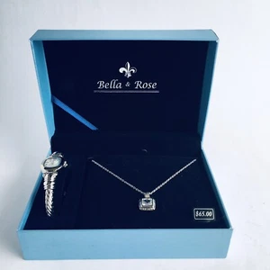 Bella & Rose set - Silver colour Quartz Watch And Necklace Matching Brand New - Picture 1 of 7