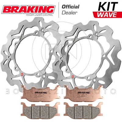BRAKING DISCHI FRENO ANTERIORE S38016 WAVE+PASTIGLIE P30777 YAMAHA TMAX 500 2007 - Immagine 1 di 4