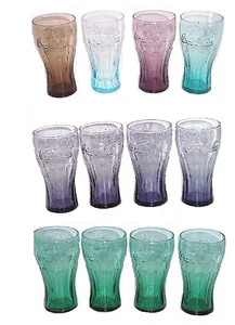 Juego de 4 vasos de Coca-Cola McDonalds azul púrpura verde marrón 2009 2011 - Imagen 1 de 5