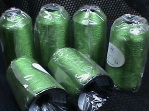 METALLIC EMBROIDERY THREAD Yenmet EMERALD GREEN 5000 Meter Cones x6 Japan - Picture 1 of 6