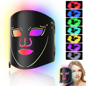 7 Color LED Face Mask Red Light Therapy Photon Facial Skin Care Silicone Device - Picture 1 of 16