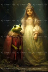 FROG PRINCE AND FRIEND ART PRINT, Dark Academia Decor, Fairytale Poster, C229 - Picture 1 of 3