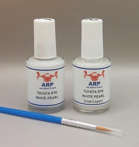 For Toyota Paint Code 070 White Pearl (2 Layer) Touch up Paint + Fine Tip Brush: - Picture 1 of 5