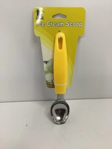 Non Stick Aluminum Metal Ice Cream Scoop With Yellow Handle Dipper 7” - Picture 1 of 3