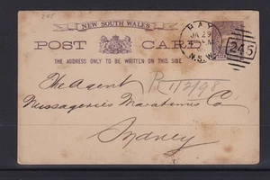 NEW SOUTH WALES, POSTAL CARD, 1d HAY 245 duplex to Messageries Maritimes, Sydney - Picture 1 of 1