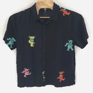 Grateful Dead Shirt Mens Large Black Dancing Bears Short Sleeve Button - Picture 1 of 9
