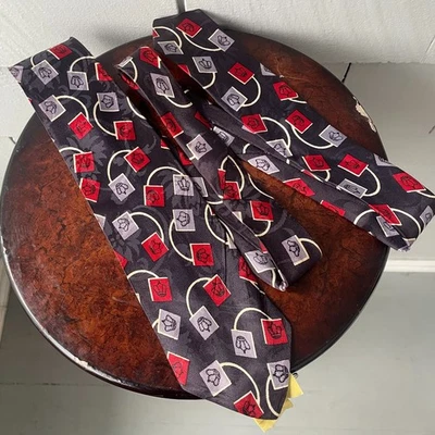 40-е винтажные темно-синие красные светло-голубые квадратные и коронные галстуки 54x3 - Изображение 1 из 3