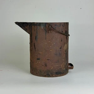 French Vintage Large Painters Can With Pointy Spout, Handles & Thick Black Paint - Picture 1 of 9