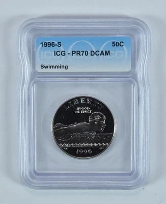 1996-S Olympic Swimming Commemorative Half Dollar PR70 DCAM ICG *6803 - Image 1 of 4