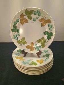 Vernon Ware Vineyard (8) Dinner Plates Metlox Grapes Foliage Made In California  - Picture 1 of 3