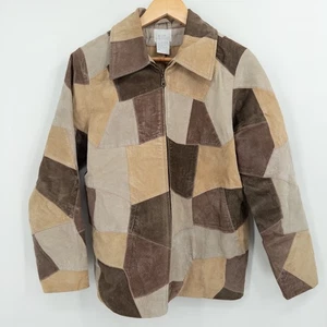 Chaqueta De Colección Y2K Gamuza Patchwork Cuero Para Mujer S Marrón Años 70 Boho Acolchada Retro - Imagen 1 de 12