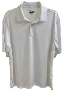 Walter Hagen Hydro-Dri Golf Polo Shirt Bianca Argyle Design Logo Uomo Large Nuova senza etichette - Foto 1 di 11