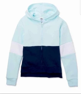 Athletic Work Girls Color Block Fleece Zip Up Hoodie Green  Size 2xl 18 - Picture 1 of 3