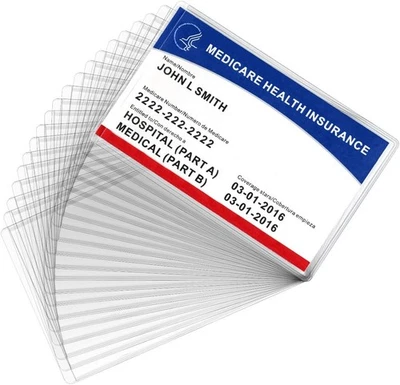 Защитные рукава для карт Medicare упаковка 6 шт. - 12 мил прозрачный, водостойкий ПВХ - Изображение 1 из 4