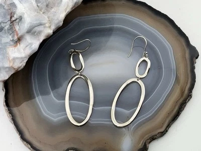 Ippolita Sterling Silver Double Oval Hook Earrings 925 3.8g 2.5 Inch Length - Image 1 of 4