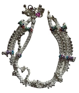 PAR DE TOBILLERAS DE PLATA ESTERLINA PAYAL ROSA PÚRPURA ESMALTE MEENA BOLLYWOOD INDIA - Imagen 1 de 15