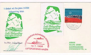 1958. Liechtenstein a Alemania. Sobre circulado con sello y tema planeadores - Imagen 1 de 1