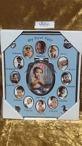 Baby First Year Multi Photo Frame Baby Gift Square New Baby 12 Month Photo Frame - Picture 1 of 1