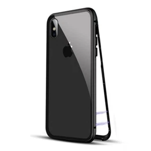 for iPhone X/Xs Metal Magnetic Absorbtion Case TRANSPARENT/BLACK - Picture 1 of 2