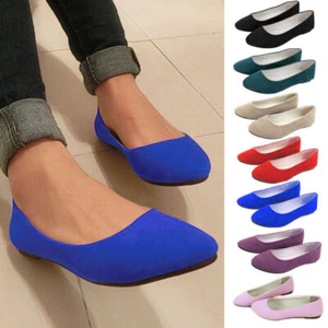 Womens Flat Slip On Dolly Bridal Shoes Pumps Suede Ballet Ballerina Sandals Size - Picture 1 of 219