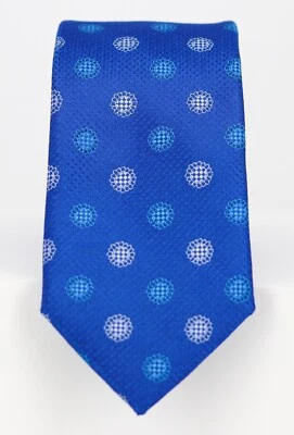 Stacey Adams Slim Men's Necktie 100% Silk Jacquard Foulard Blue White 60"x2.5" - Image 1 of 3