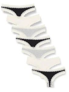 Iris & Lilly Cotton Thongs Size Small 8/10 Pack Of 7 Women's Underwear Knickers - Picture 1 of 1