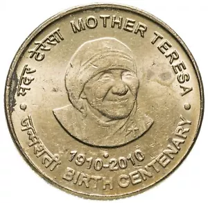 India | 5 Rupees Coin | Mother Teresa | Km:381 | 2010 - Picture 1 of 4