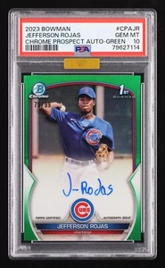 Jefferson Rojas 2023 Bowman cromo VERDE refractor automático RC/99 PSA 10 MBA dorado - Imagen 1 de 2