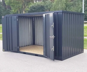 3m Geräteschuppen Gartenhäuschen Gartenhaus Box RAL 7021 Doppeltür lange Seite - Bild 1 von 10