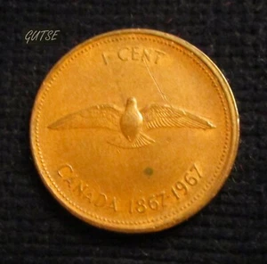 KANADA, 1 CENT 1967, ROCK TAUBE, XF. - Bild 1 von 2