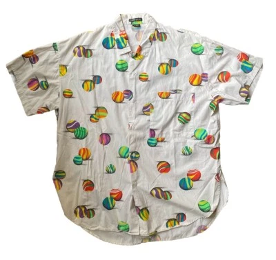 Vtg Esprit Sport button up Shirt XL pop art Abstract balls 80s loop collar - Image 1 of 4