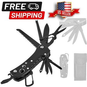 Durable 15-in-1 Stainless Steel Pocket Knife with Sheath - Perfect for Outdoors - Picture 1 of 9