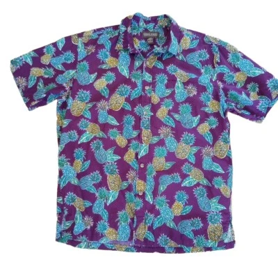 Cooke Street Honolulu Mens M Short Sleeve PurplePineapple Hawaiian ButtonShirt  - Image 1 of 4