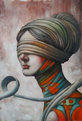 ORIGINAL ACRYLIC Surreal Women PORTRAIT MODERN FINE ART PAINTING - Image 1 of 4