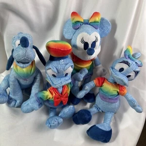 Disney Rainbow Pride Plush Plushies Set of 4  NWOT Pluto Minnie Donald Daisy - Picture 1 of 11