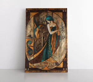 Elegante Frau Vintage 20er Jahre Art Deco Stil Wandbild Kunstdruck auf Leinwand | 20s Girl - Bild 1 von 12