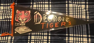Pennant da baseball anni 50 Detroit Tigers Briggs Stadium vintage MLB - Foto 1 di 2