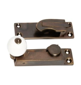 Tradco Porcelain Ball Sash Fastener Antique Brass 73x26mm RRP $42.50 - Picture 1 of 3