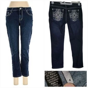 Apt 9 Miss Me Style Cropped Jeans pants Size 4 31x24 Denim Stretchy Rhinestones - Picture 1 of 9