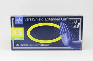 Medline VersaShield Extended Cuff Powder-Free Nitrile Exam 50 Gloves XS VS711XS - Picture 1 of 4