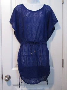 Catalina~ NWOT Purple Lace Beach Swimsuit Cover-Up~ Drawstring Ruched Sides~ L - Picture 1 of 10
